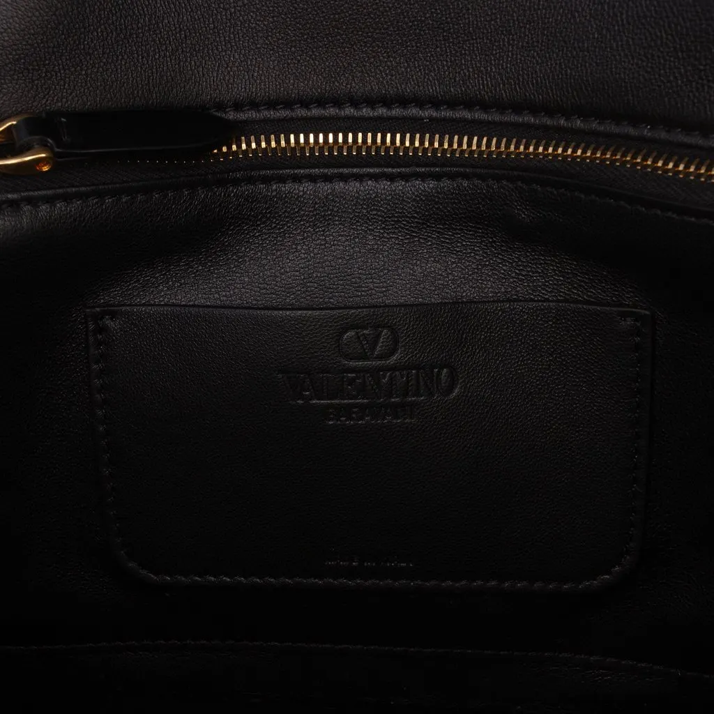 Valentino Small Shiny Calfskin VLogo Vain Crossbody Black Leather Very good - Box View