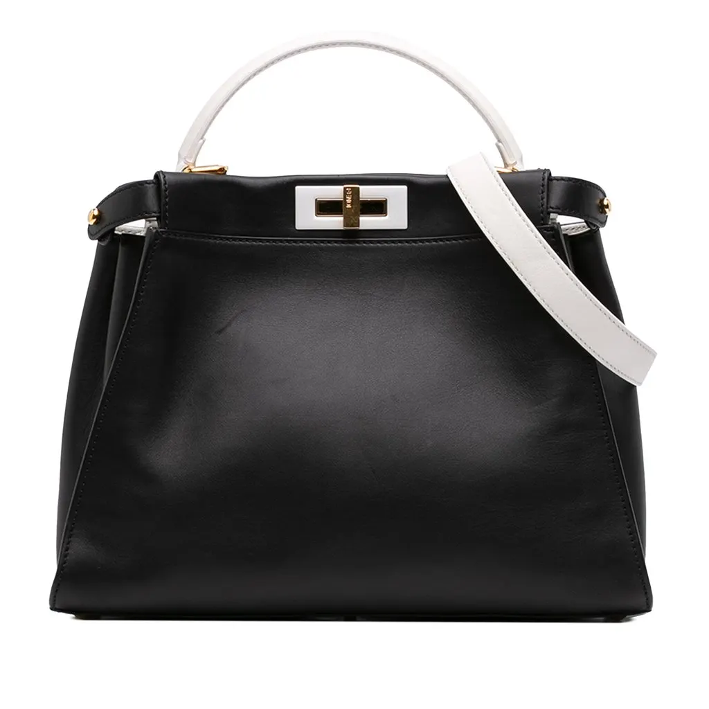 Fendi Medium Bicolor Leather Peekaboo ISeeU Satchel Black Leather Very good - Front View
