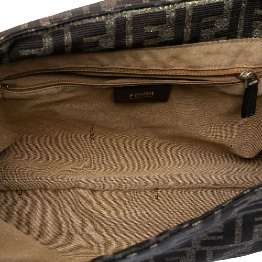 Fendi Large Zucca Canvas Mia Flap Shoulder Bag Brown Very good - Model View