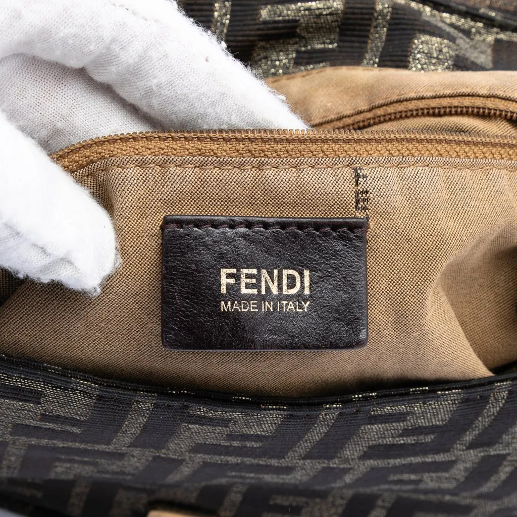 Fendi Large Zucca Canvas Mia Flap Shoulder Bag Brown Very good - Box View
