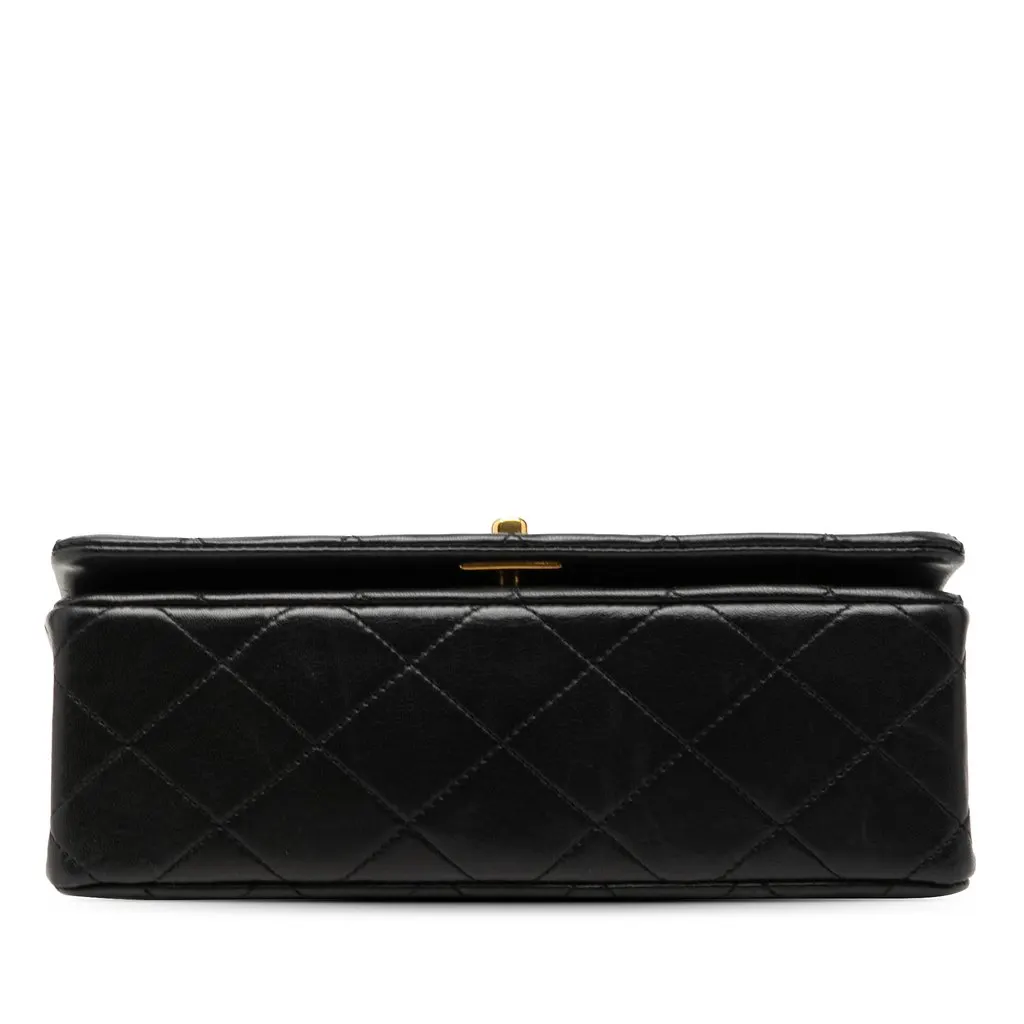 Chanel CC Quilted Lambskin Turnlock Full Single Flap Black Leather Very good - Inside View