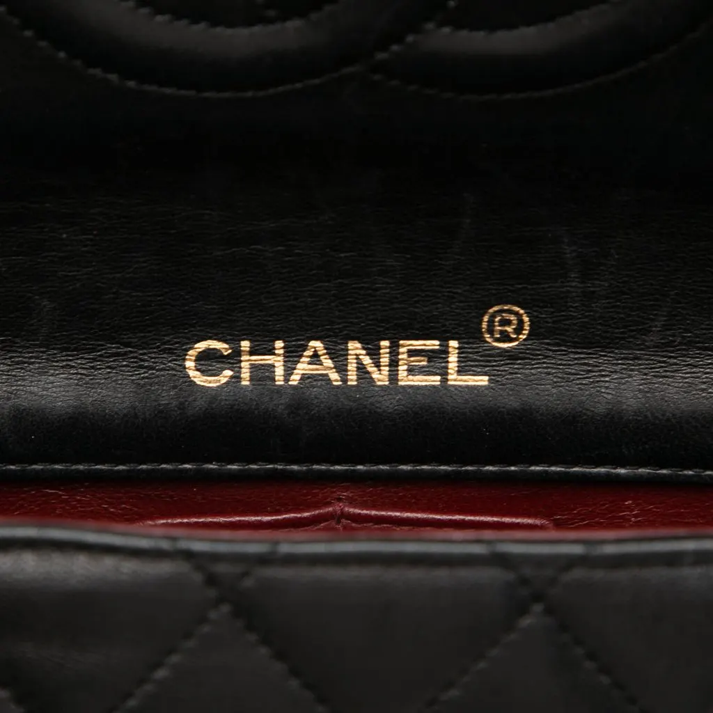 Chanel CC Quilted Lambskin Turnlock Full Single Flap Black Leather Very good - Box View