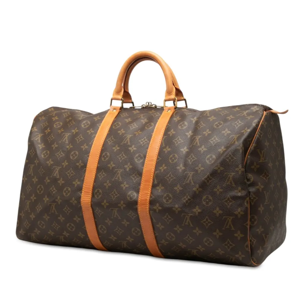 Louis Vuitton Monogram Keepall 55 Brown Canvas Good - Back View