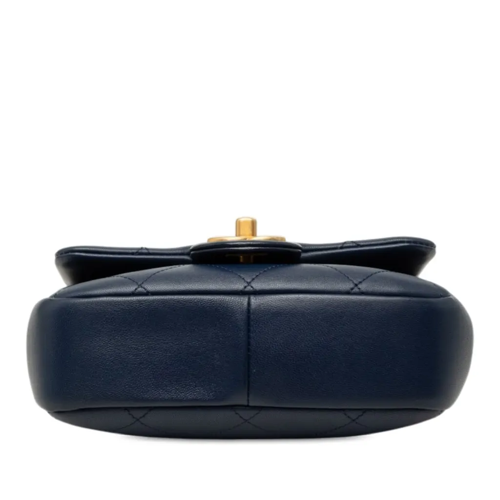 Chanel Mini Quilted Lambskin In The Loop Flap Blue Leather Very good - Inside View
