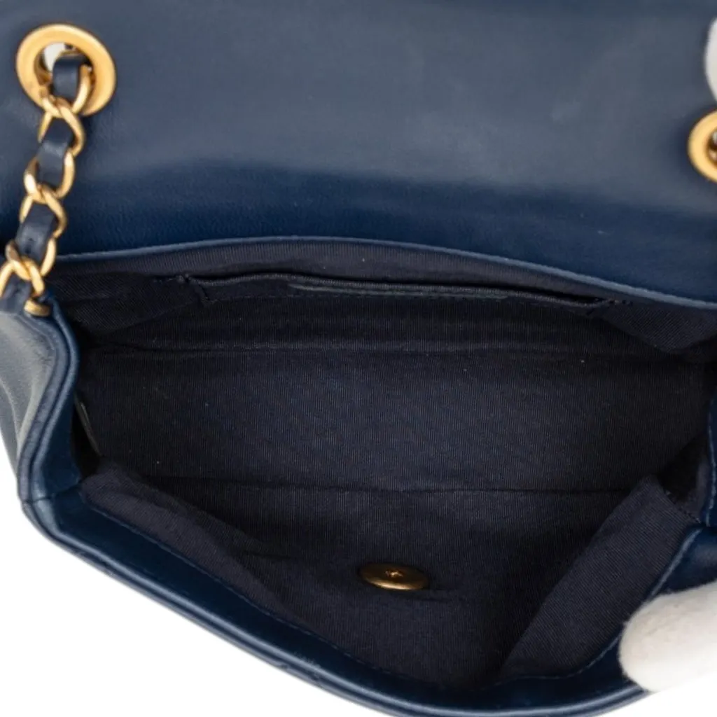 Chanel Mini Quilted Lambskin In The Loop Flap Blue Leather Very good - Model View