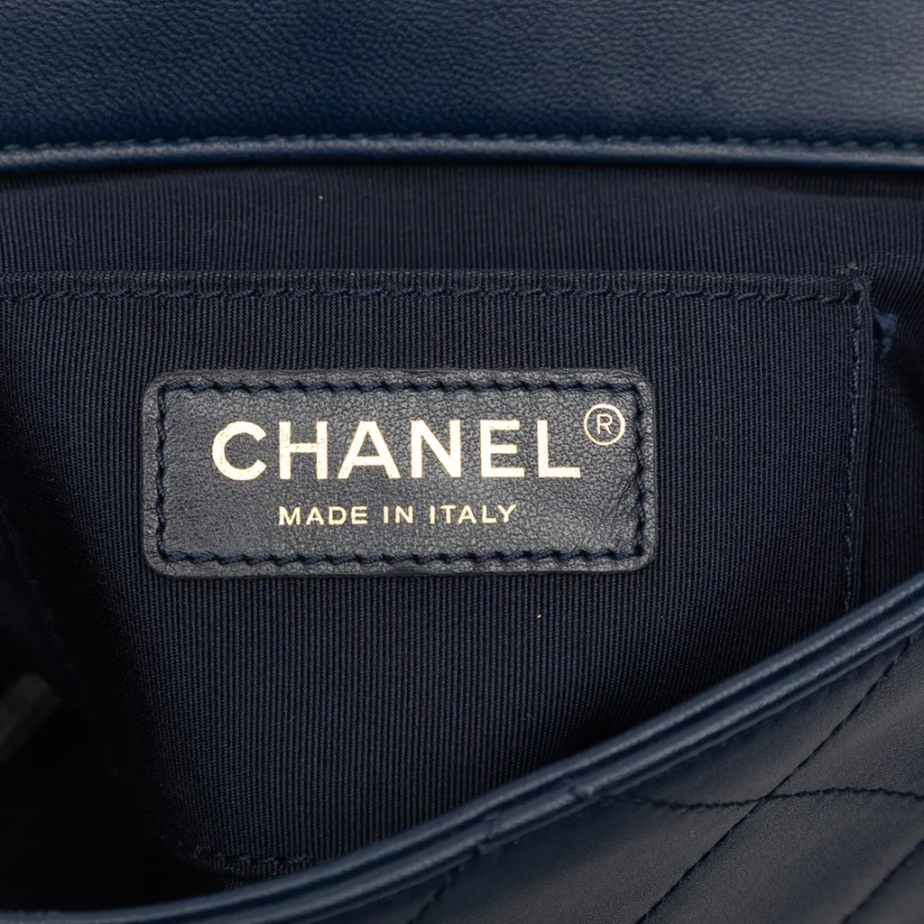 Chanel Mini Quilted Lambskin In The Loop Flap Blue Leather Very good - Box View