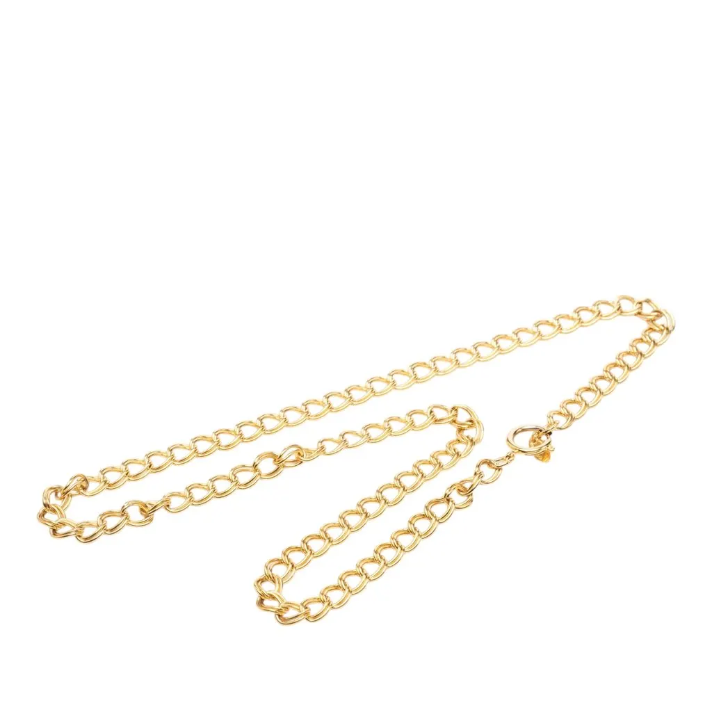Chanel Gold Plated Chain Necklace Gold Metal Very good - Front View