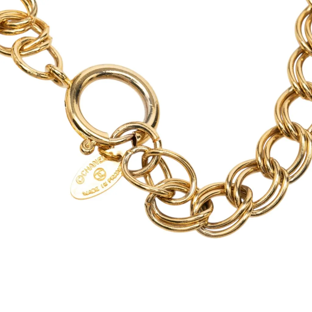 Chanel Gold Plated Chain Necklace Gold Metal Very good - Model View