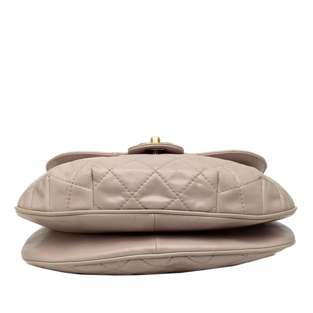Chanel Medium Aged Calfskin Bubble CC Flap Beige Leather Very good - Inside View