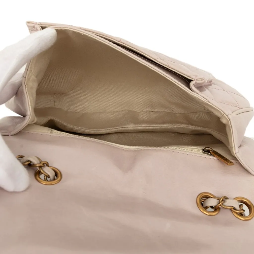 Chanel Medium Aged Calfskin Bubble CC Flap Beige Leather Very good - Model View