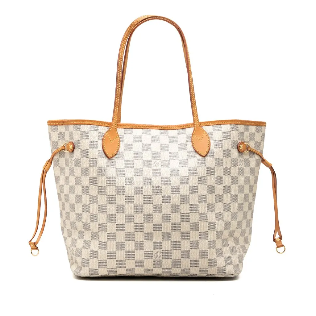 Louis Vuitton Damier Azur Neverfull MM White Very good - Front View