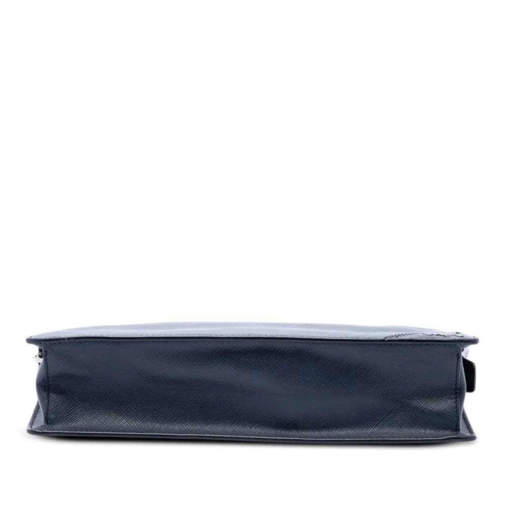 Prada Saffiano Clutch Blue Leather Very good - Inside View