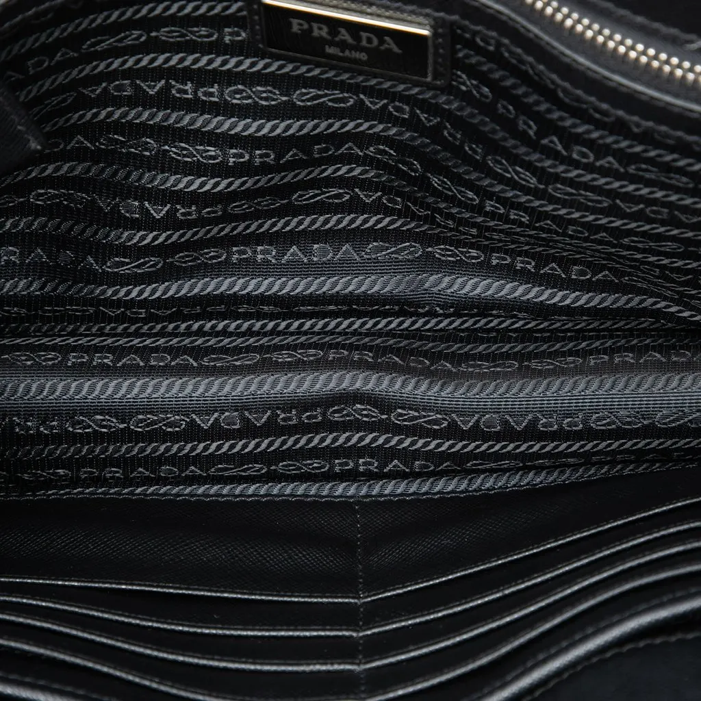 Prada Saffiano Clutch Blue Leather Very good - Model View