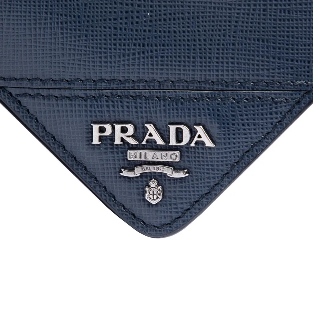 Prada Saffiano Clutch Blue Leather Very good - Box View