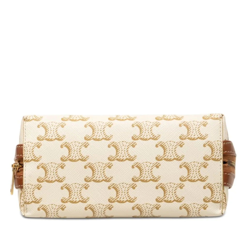 Celine Triomphe Coated Canvas Clutch On Chain White Very good - Inside View