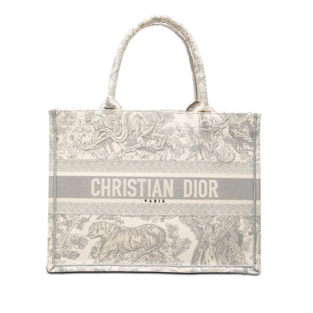 Dior Medium Canvas Embroidered Dioriviera Toile De Jouy Book Tote MultiColor Very good - Front View