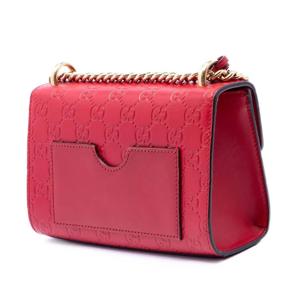 Gucci Small Guccissima Padlock Crossbody Red Leather Very good - Back View