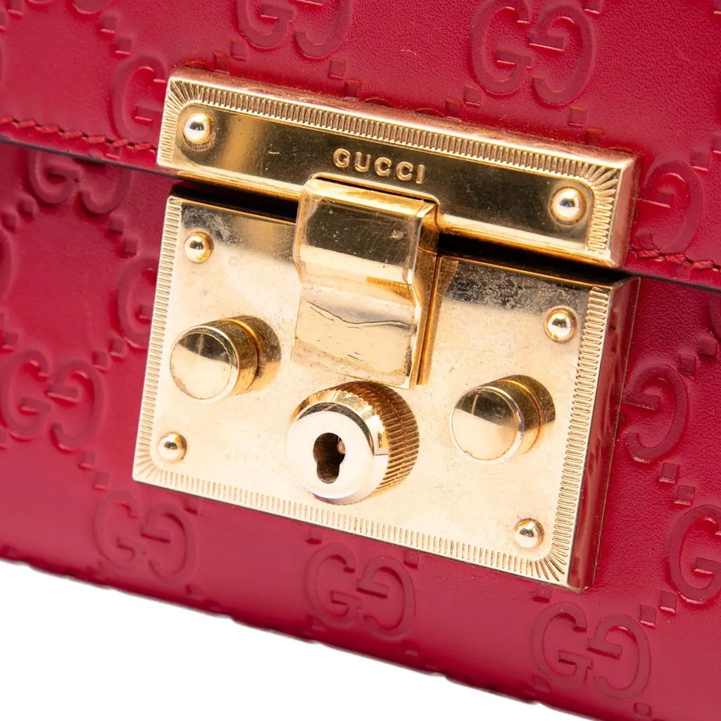 Gucci Small Guccissima Padlock Crossbody Red Leather Very good - Box View