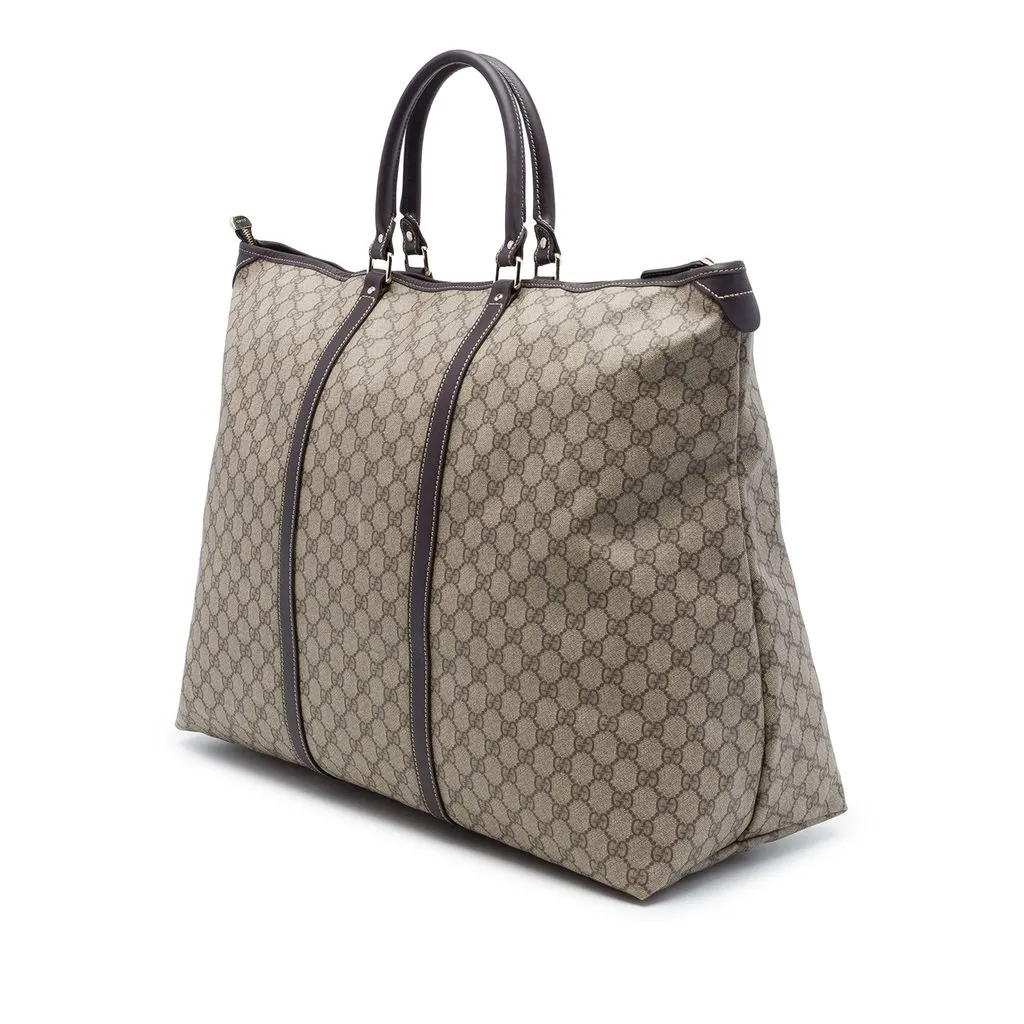 Gucci XL GG Supreme Joy Travel Bag Beige Leather Very good - Back View