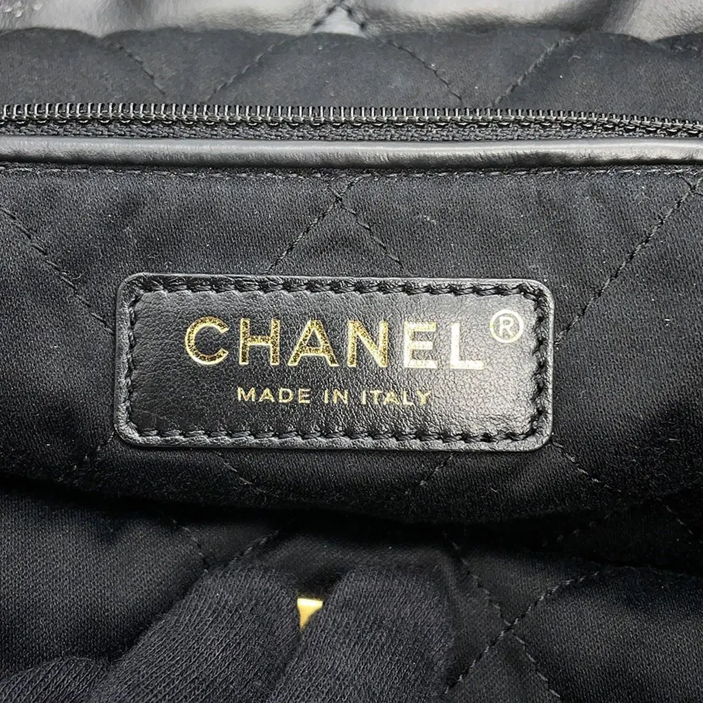Chanel Medium Quilted Shiny Calfskin 22 Handbag Black Leather Very good - Box View