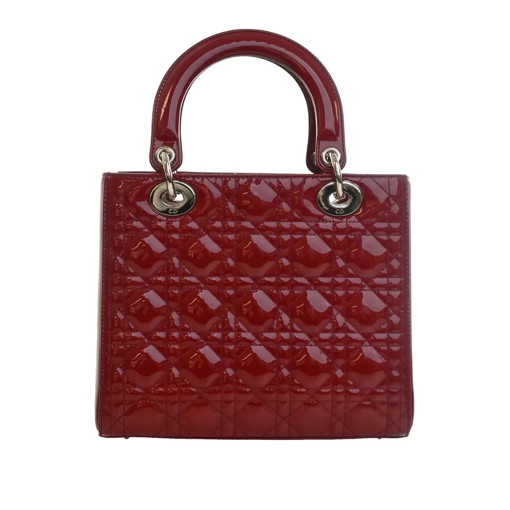 Dior Medium Patent Cannage Lady Dior Red Leather Very good - Back View