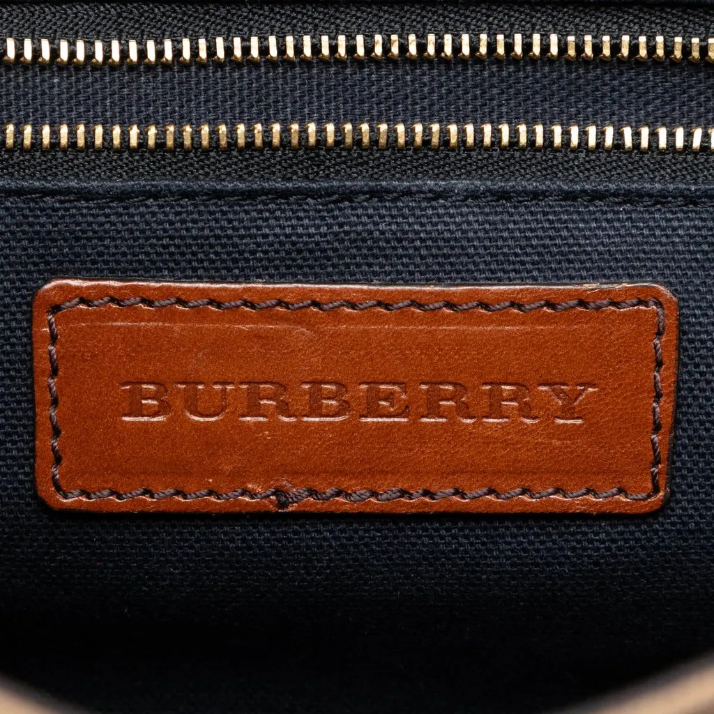 Burberry Leather and House Check Canvas Bridle Abbott Crossbody Brown Leather Very good - Box View
