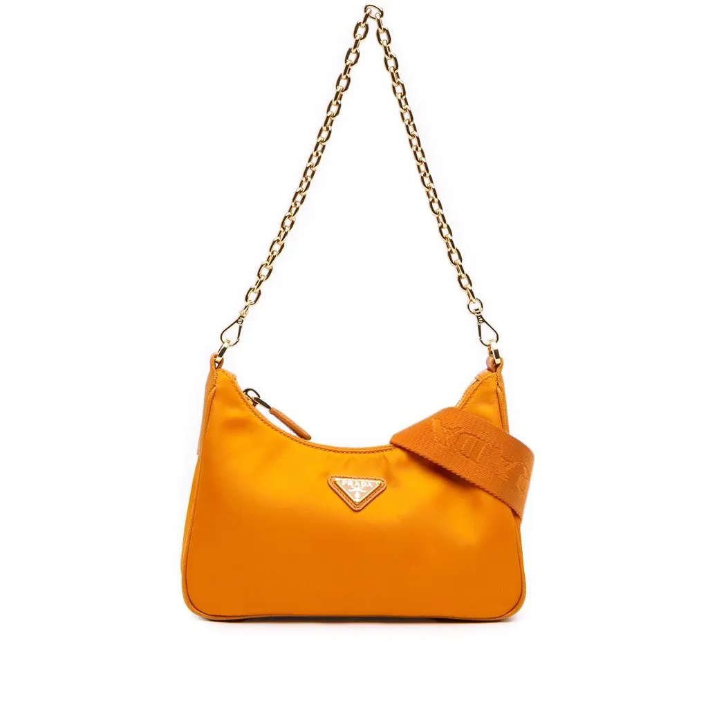 Prada Saffiano Trimmed Re Nylon Re Edition 2005 Satchel Orange Very good - Front View