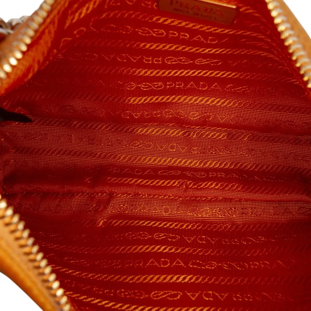 Prada Saffiano Trimmed Re Nylon Re Edition 2005 Satchel Orange Very good - Model View