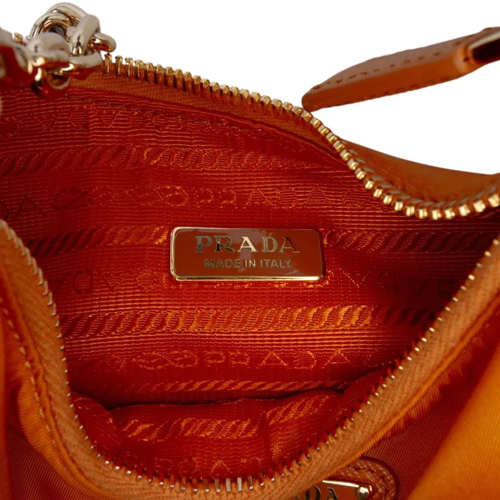 Prada Saffiano Trimmed Re Nylon Re Edition 2005 Satchel Orange Very good - Box View