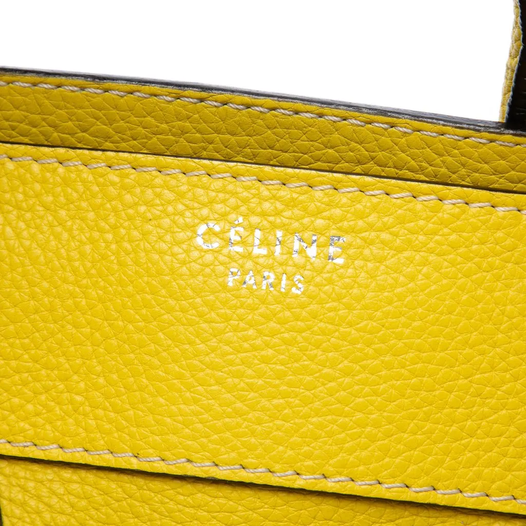 Celine Mini Drummed Calfskin Luggage Tote Yellow Leather Very good - Box View