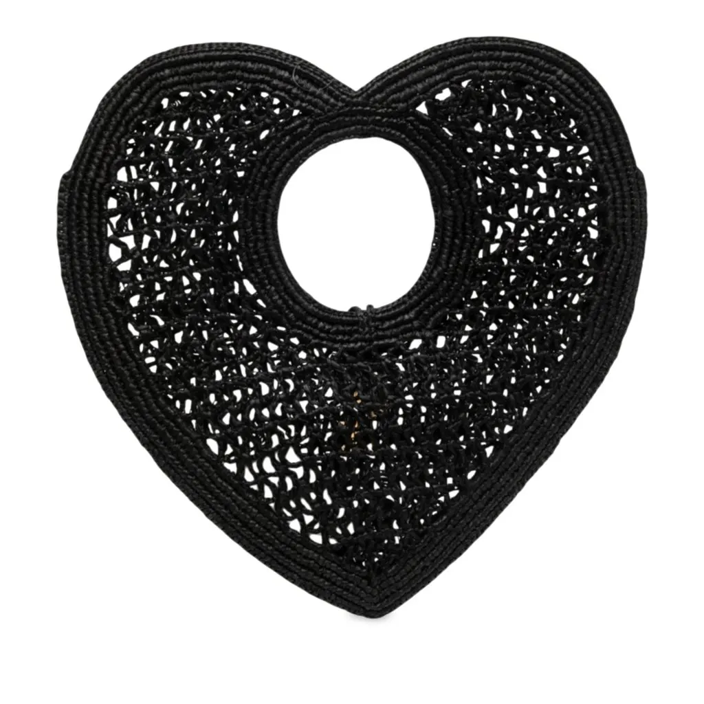 Jacquemus Raffia Le Spiaggia Coeur Handbag Black Rattan Very good - Back View