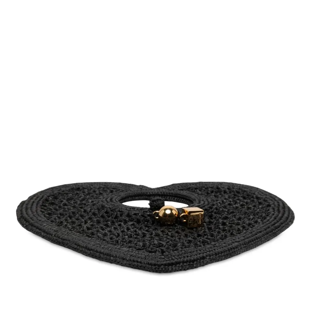 Jacquemus Raffia Le Spiaggia Coeur Handbag Black Rattan Very good - Inside View