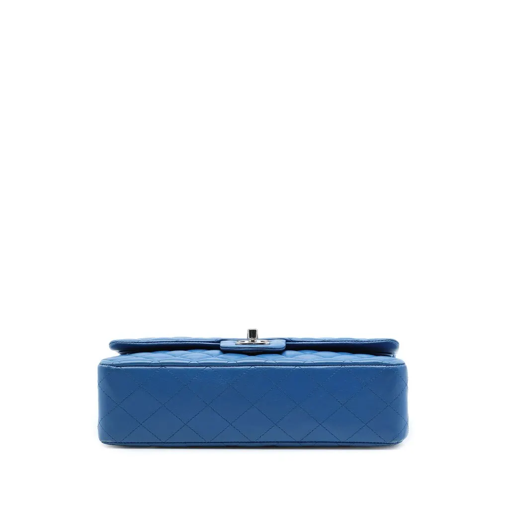Chanel Medium Classic Lambskin Double Flap Blue Leather Very good - Inside View