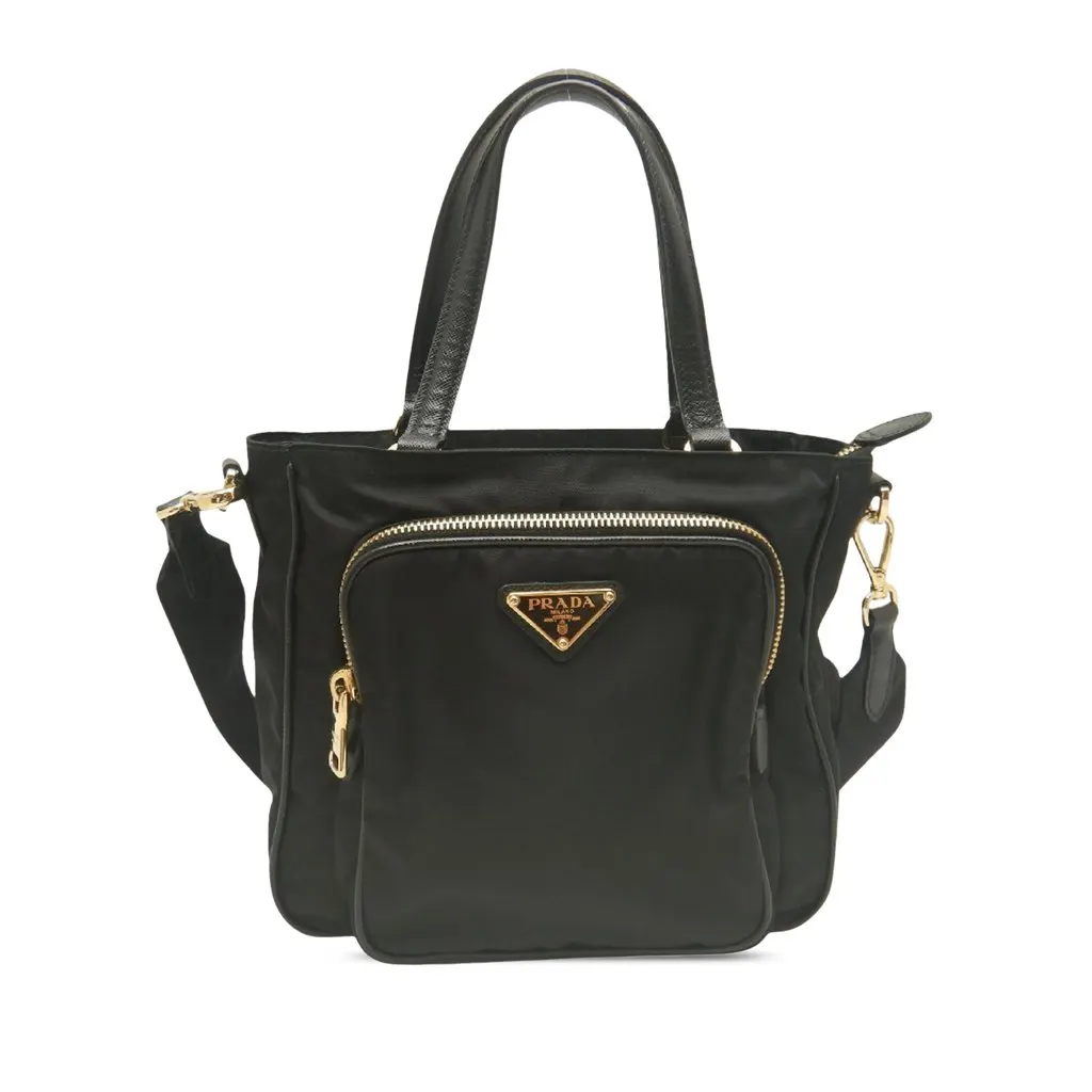 Prada Saffiano Trimmed Tessuto Satchel