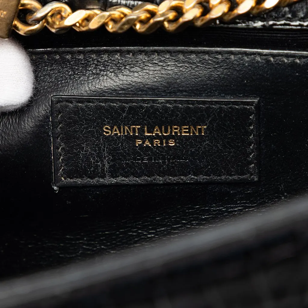 Saint Laurent Medium Croc Embossed Patent Monogram Kate Tassel Crossbody Black Leather Very good - Box View