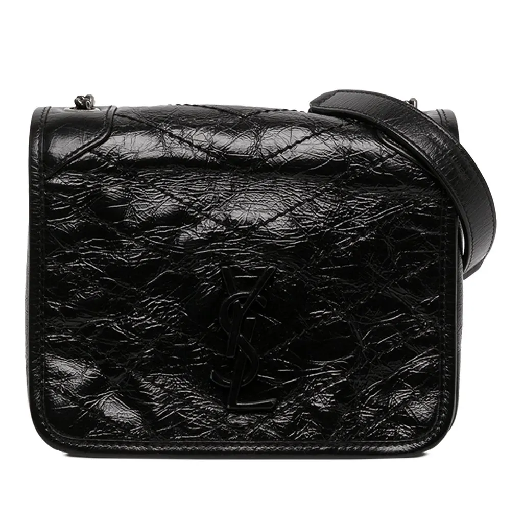 Saint Laurent Crinkled Calfskin Niki Wallet on Chain
