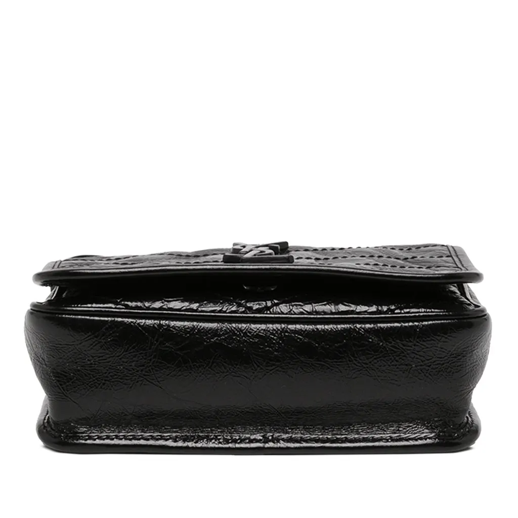 Saint Laurent Crinkled Calfskin Niki Wallet on Chain Black Leather Very good - Inside View