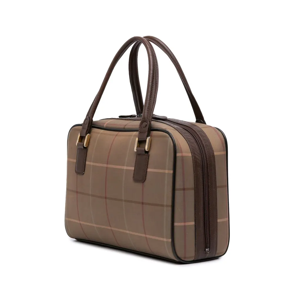 Burberry Vintage Check Canvas Handbag Brown Very good - Back View