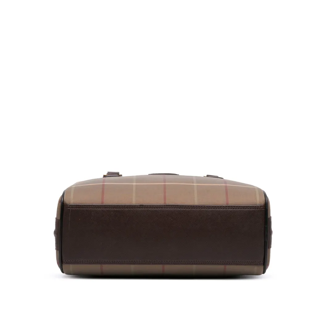 Burberry Vintage Check Canvas Handbag Brown Very good - Inside View