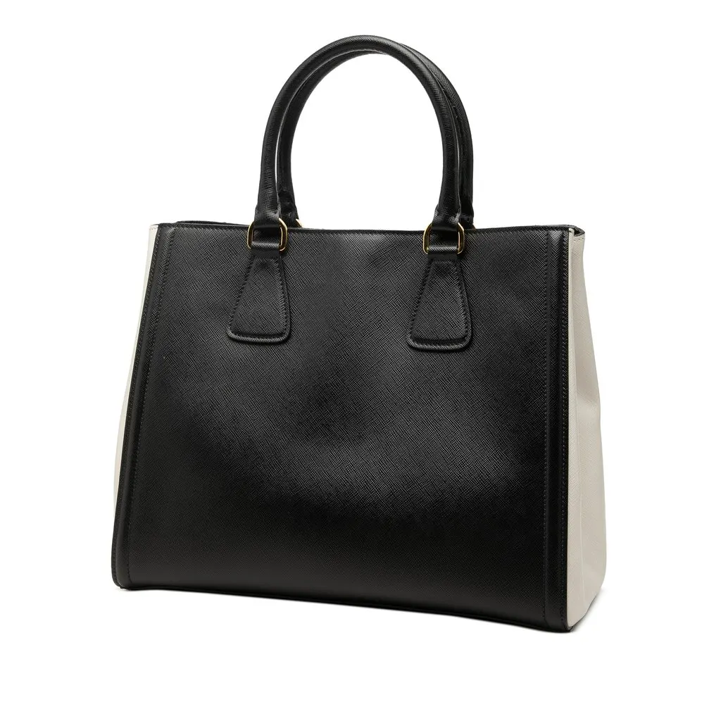 Prada Medium Bicolor Saffiano Lux Galleria Satchel Black Leather Very good - Back View