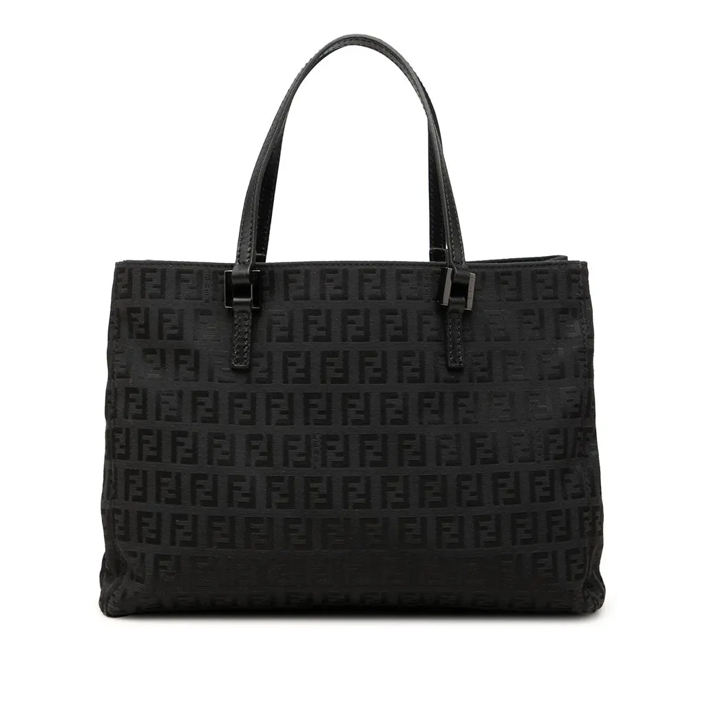 Fendi Zucchino Canvas Tote Black Canvas Good - Front View