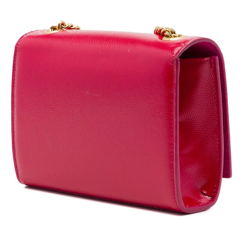 Saint Laurent Small Patent Grain de Poudre Monogram Kate Crossbody Red Leather Very good - Back View