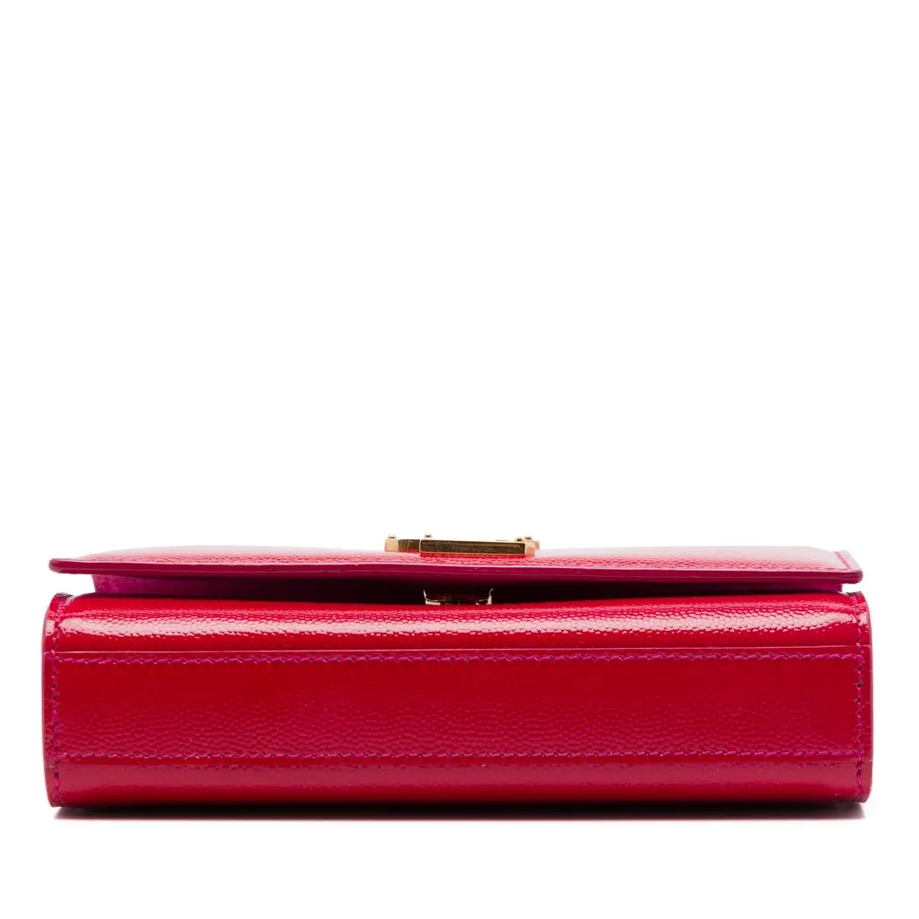 Saint Laurent Small Patent Grain de Poudre Monogram Kate Crossbody Red Leather Very good - Inside View