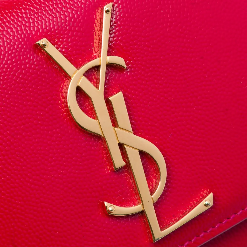 Saint Laurent Small Patent Grain de Poudre Monogram Kate Crossbody Red Leather Very good - Box View