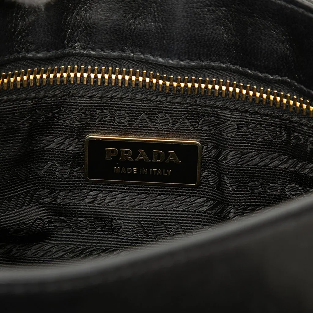 Prada City Calf Sound Lock Shoulder Bag Black Leather Good - Box View