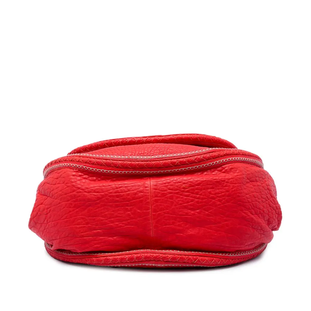 Bottega Veneta Intrecciato Trimmed Cervo Flap Bag Red Leather Very good - Inside View