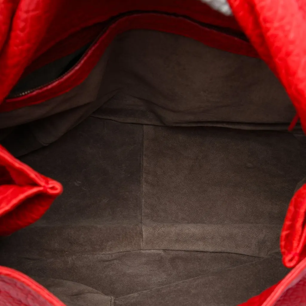 Bottega Veneta Intrecciato Trimmed Cervo Flap Bag Red Leather Very good - Model View