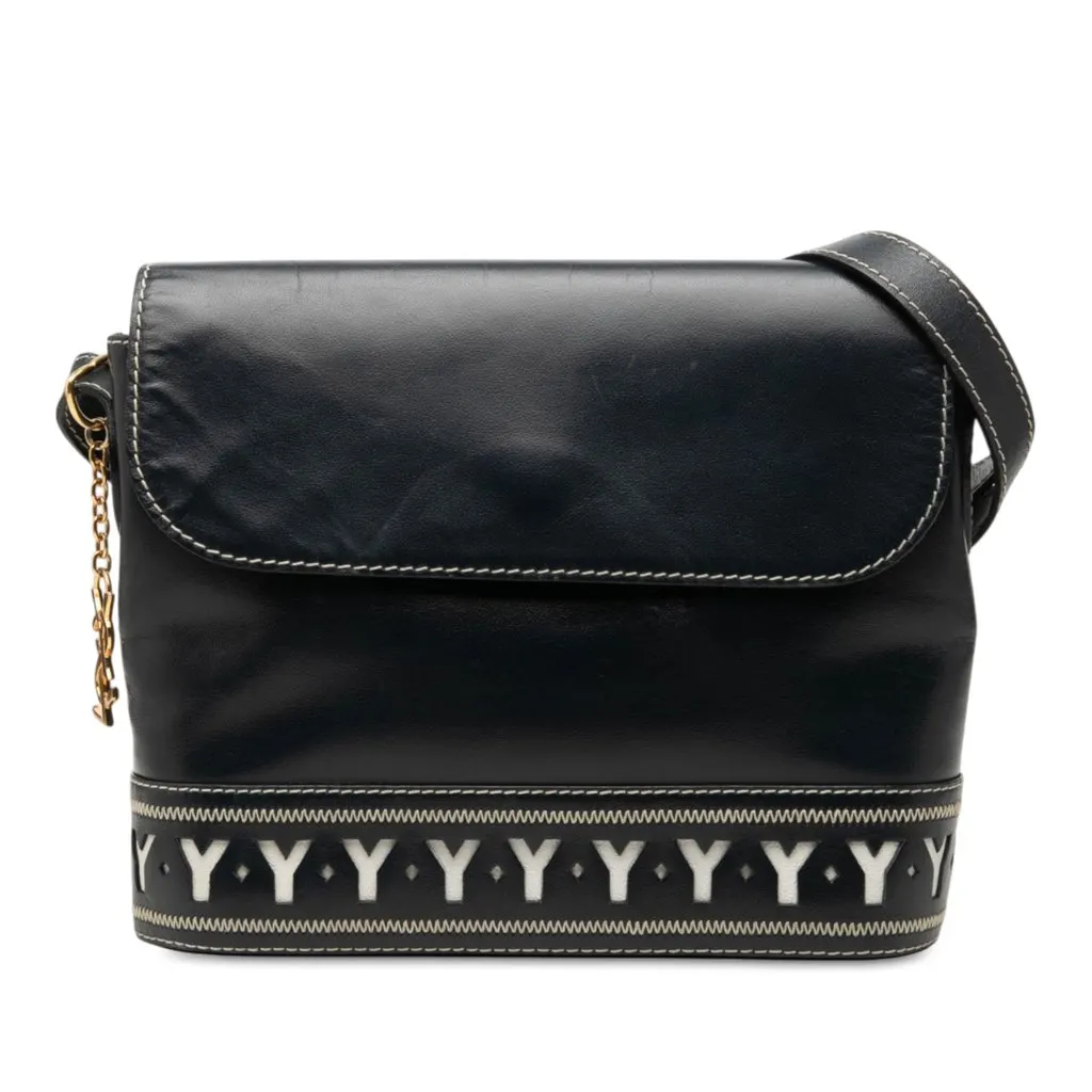 Saint Laurent Leather Y Cutout Flap Crossbody