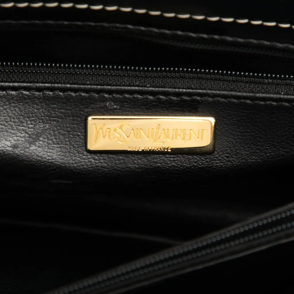 Saint Laurent Leather Y Cutout Flap Crossbody Black Leather Very good - Box View