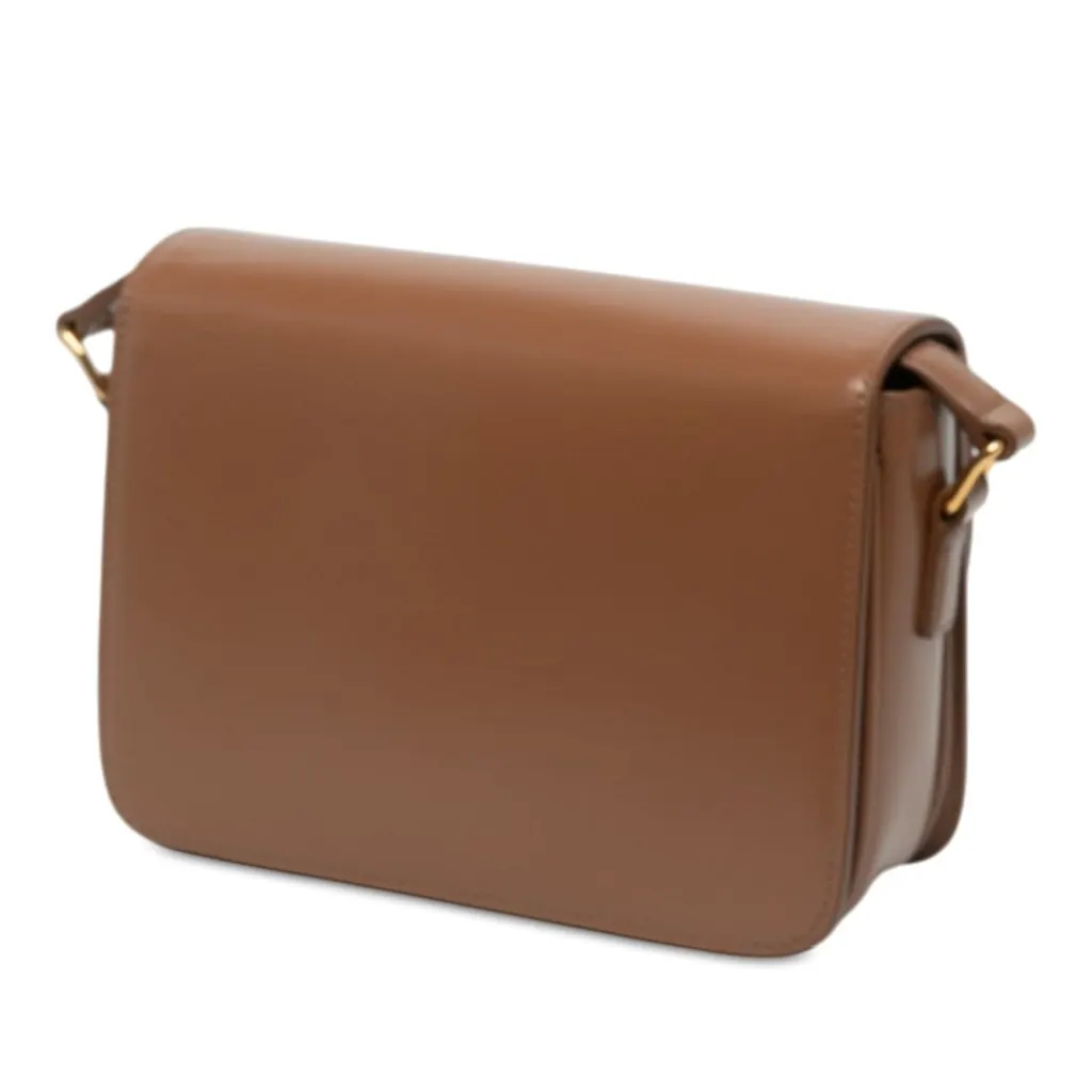 Celine Teen Shiny Calfskin Triomphe Crossbody Brown Leather Very good - Back View